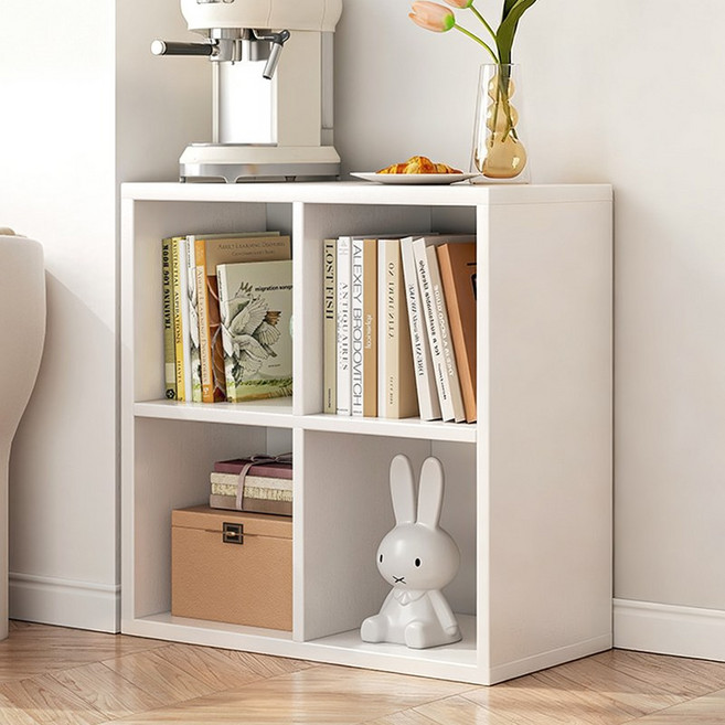 오솜 책장 조합가능 격자 오픈책장 진열장 가정용 수납선반, 화이트, 2단