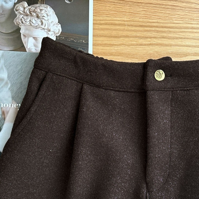 厚磅毛呢闊腿短褲 韓系秋冬穿搭