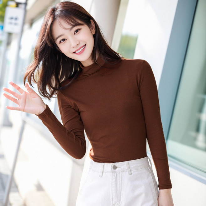 애띠앙 1+1 여성 피치기모 목티 스판 이너 폴라티