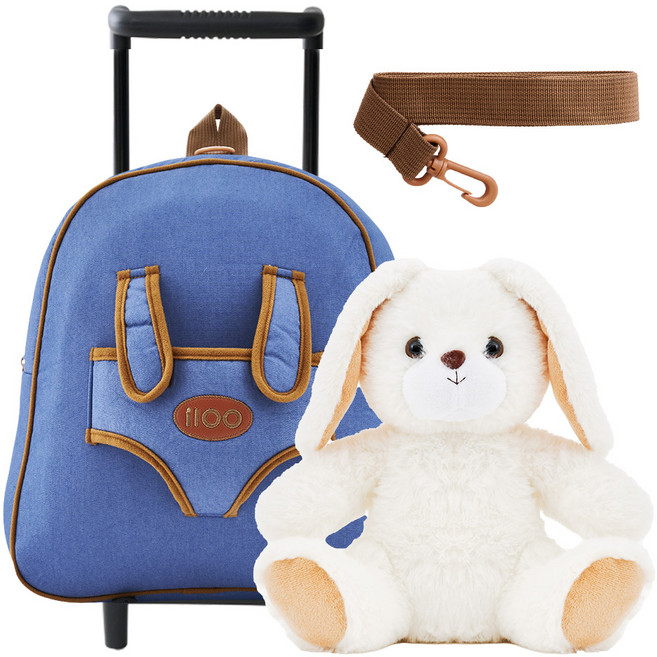 아이백 i100 허그미 어린이 키즈 캐리어 백팩 미아방지 여행 가방, 데님래빗