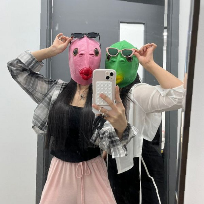 초록 물고기 탈 파티용품 촬영소품 재미 장난감 SNS 인증샷 포토존 소품, 1개, 상세페이지 참조