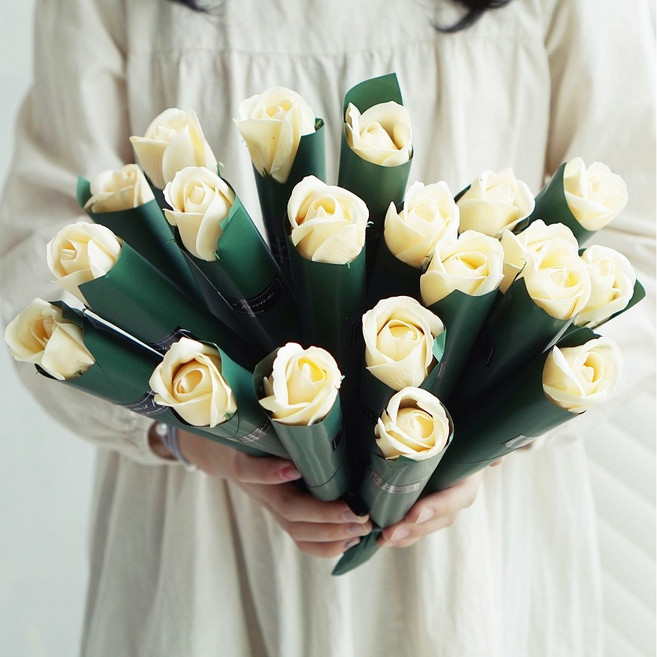 아르띠콜로 비누꽃 장미 한송이, 샴페인골드, 20개