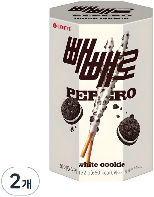 빼빼로 화이트쿠키, 132g, 2개