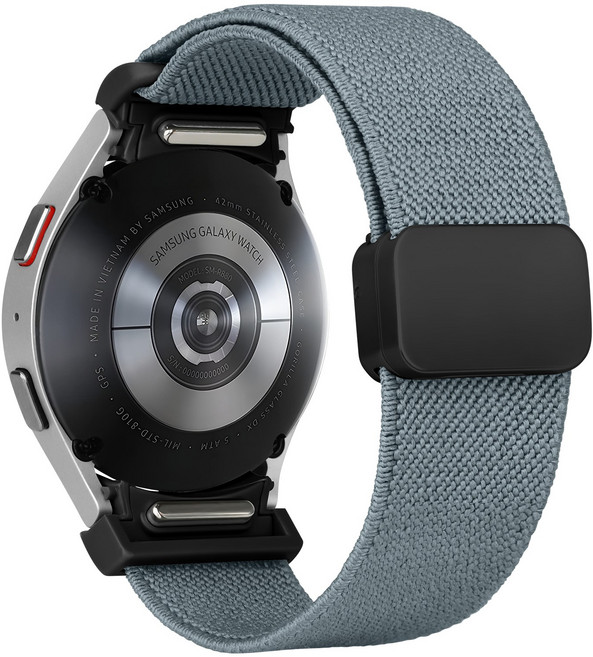 Fegwilde 갤럭시워치 호환 스포츠 마그네틱 나일론 스트랩 워치7/6/6클래식/5/5골프/4/4클래식 40mm 44mm 45mm 43mm 47mm 42mm 46mm, 청회색