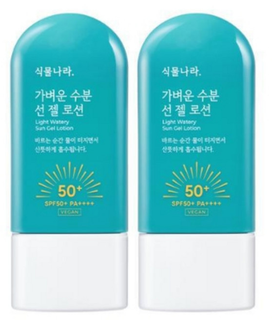 [블리샵][1+1] 기획세트 식물나라 산소수 가벼운 수분 선 젤 로션 60ml(SPF50+) 백탁현상방지 보습 대용량 선크림, 동의