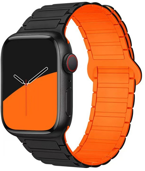 Apple Watch 애플워치 S10/S9Ultra/8/7/2/3/5/SE 자석형 스트랩, 블랙오렌지