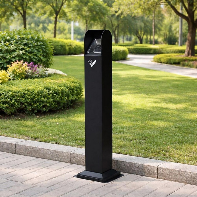 야외 스탠드 재떨이 휴게소 길거리 야외용 업소용 실외 흡연장 흡연부스 담배 꽁초 통 대용량, 슬림 유럽형 스탠드재떨이(블랙), 1