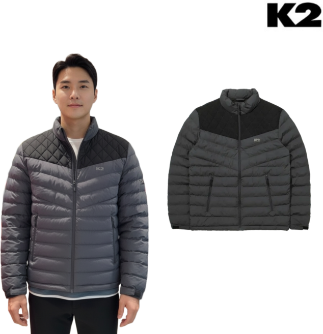 [백화점매장판]케이투 남성 경량패딩 자켓 k2 그레이 겨울용 등산 캠핑 데일리