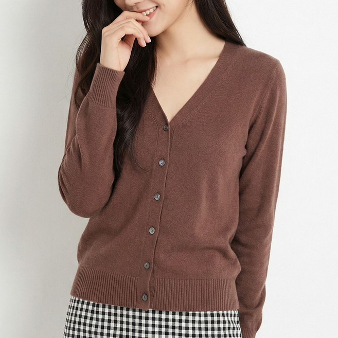 바이로이 소프트터치 여성 모달 브이넥 긴팔 니트 가디건