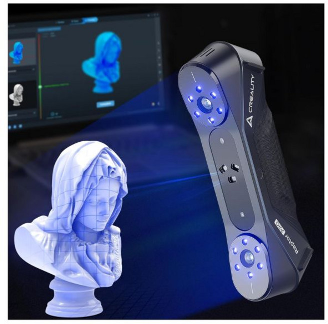 Creality Sermoon S1 3D 스캐너 블루/IR 레이저가 있는 3D 인쇄용 고정밀 0.02mm 계측 등급 3D 스캐너 독점 단일 라인 딥 홀 스캐닝 기술 무선, CR-Scan Raptor Pro