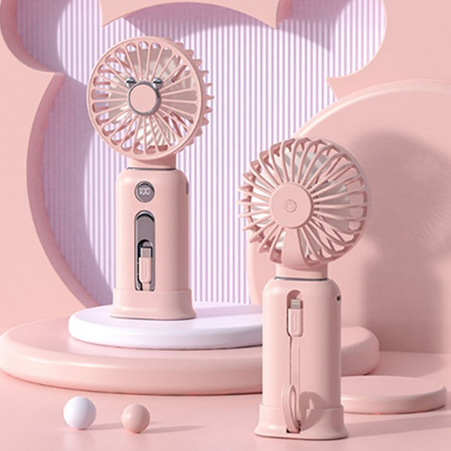 분리 가능 손 선풍기 간편 휴대 보조배터리 여행용 미니 여름 시원한, 핑크