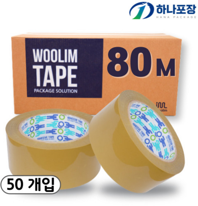 와이디무역 포장용 박스테이프 투명 황색 당일배송 취급주의, L50-더블경포장(80Mx50개)황색