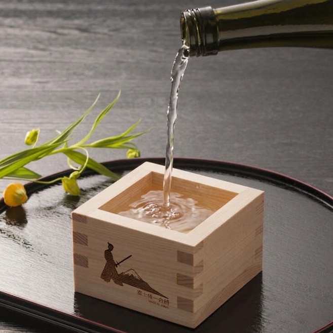 일본직수입 히노끼 정종 사케잔 편백나무 마스잔 원목컵 술잔 이찌고마스 180ml ( 스티커 3매 증정 ), 원목마스잔 +증정스티커3매, 1개