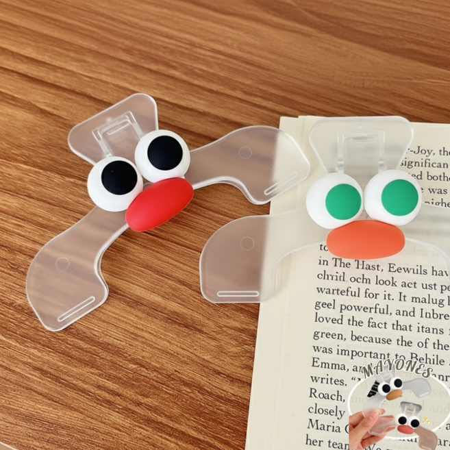 마요네스 코봉이 북스토퍼 집게 북클립 2P, 레드 1개 + 오렌지 1개