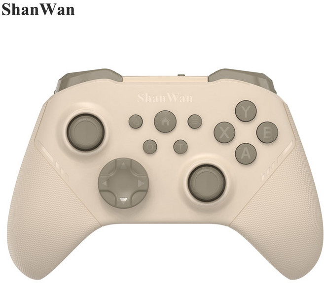 ShanWan 經典Xbox佈局 藍芽無線遊戲手柄 三模連線 六軸陀螺儀 霍爾搖桿, Q34B米黃初雪, 1個, T4N