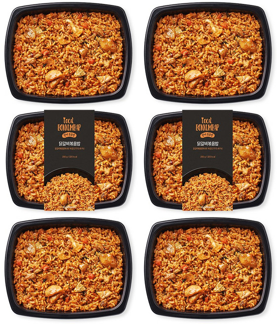 양많은 직장인 아침 점심 저녁 혼밥 편의점대용 맛있는 한 끼 닭갈비 볶음밥 도시락 1200g (냉동), 6개, 200g