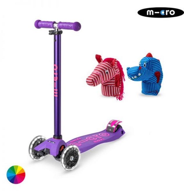 마이크로킥보드 맥시T 디럭스 LED + 스쿠터 인형 (말 공룡) 세트, 공룡, 블루, 1개