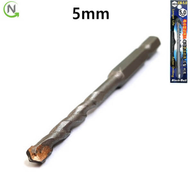 블랙불 타일 기리 콘크리트 대리석 홀쏘 육각 임팩 6종 전동 드릴 비트, 5mm, 1개