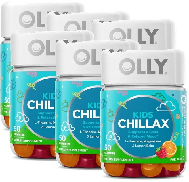 올리 키즈 칠락스 마그네슘 구미 젤리 엘테아닌 레몬밤 샤베트맛 OLLY Kids Chillax Gummy, 50정, 6개 - 쿠팡