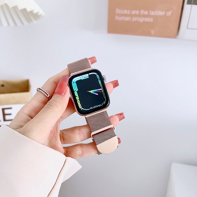 磁吸錶帶 保護殼 適用於 Apple Watch, 玫瑰金（雙節短款磁吸）,42mm（S11/S10）通用, 1個