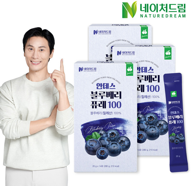 네이처드림 안데스 블루베리 퓨레 14포, 3개, 280g