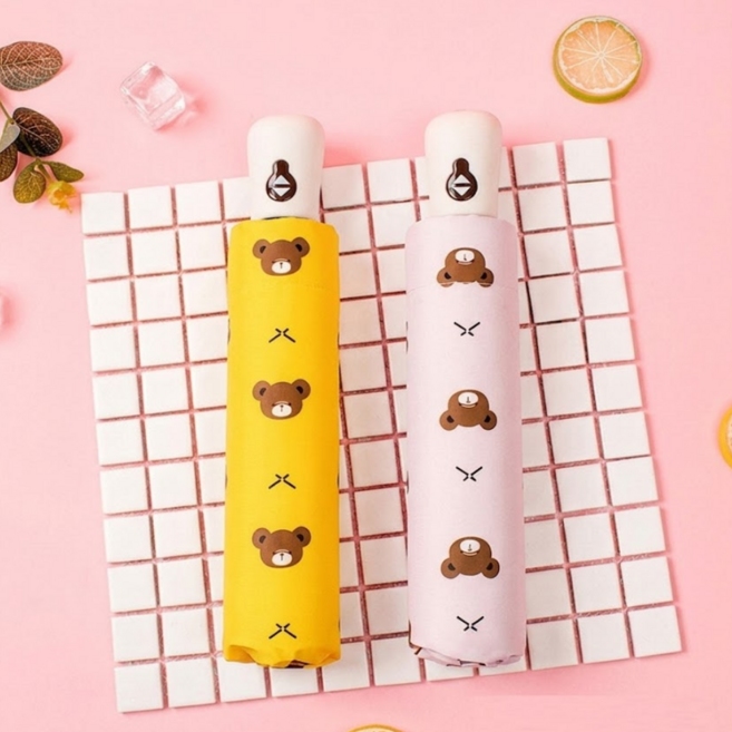 30개 곰돌이 3단 자동우산 학생 초등 휴대용 UV차단 양우산 양산