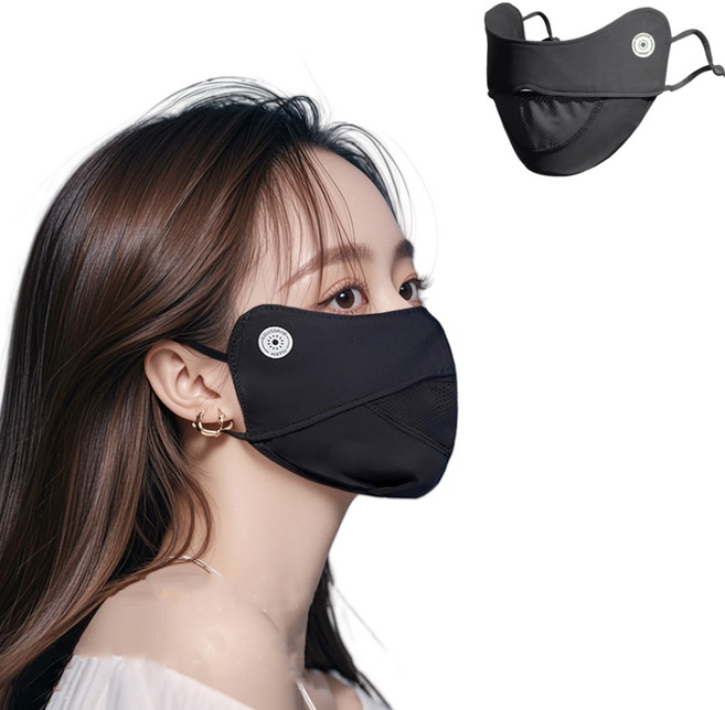 자외선 차단 마스크 쿨 냉감 골프 마스크 2P, 2개, 블랙