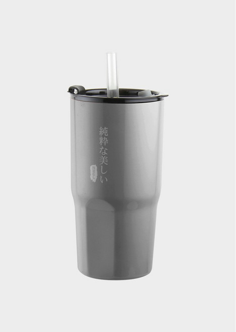 WOKY沃廚【經銷授權】瓷王冰霸杯 900ml 附矽膠吸管 保溫杯 陶瓷塗層, 1個, 酷灰黑