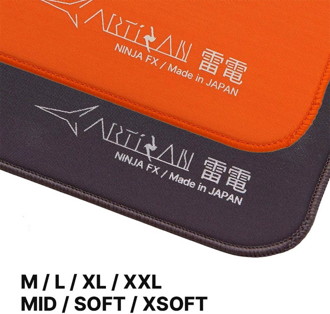 ARTISAN 아티산 닌자 FX 라이덴 게이밍 논슬립 마우스패드 다양한 옵션, XXL, 오렌지, X소프트, 1개