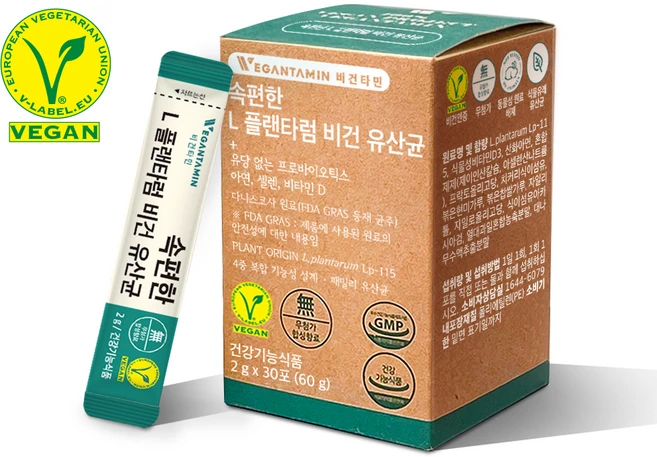 비건타민 속편한 L 플랜타럼 비건 유산균, 6개, 60g - 쿠팡