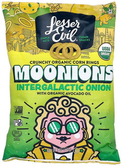 LesserEvil Moonions Itergalactic Onion 6 oz (170 g), LesserEvil, Moonions, Itergala