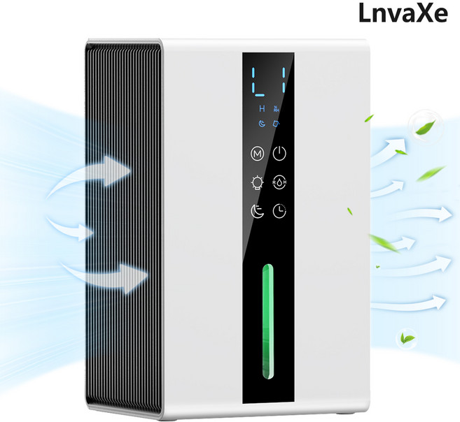 LnvaXe제습기 건조기 휴대용 가정용 원룸용 7색 LED 무드등 대용량 1500ml, 화이트