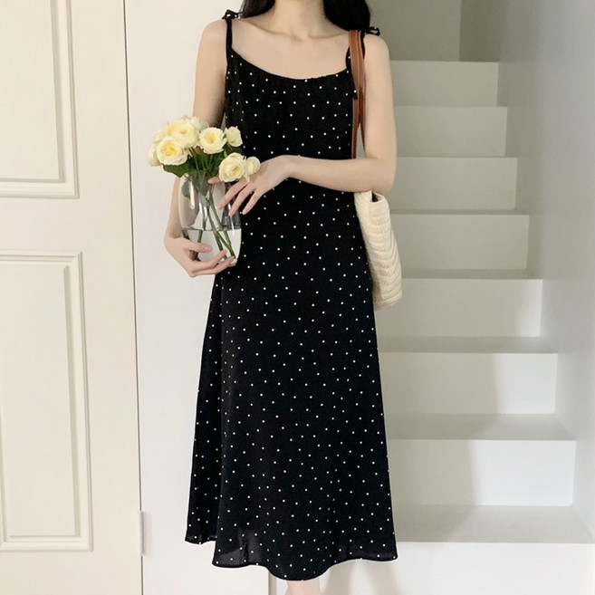 S~2XL사이즈 잔꽃 민소매 롱 원피스 뷔스티에 바캉스룩 밴딩원피스 빅사이즈 나시