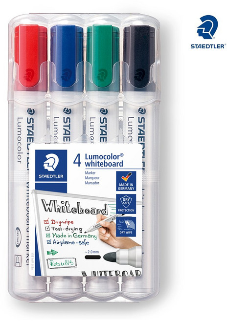 스테들러 화이트보드 마카 351WP4 4색세트, 혼합 색상, 4개입