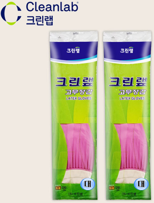 크린랲 고무장갑, 핑크, 대(L), 2개