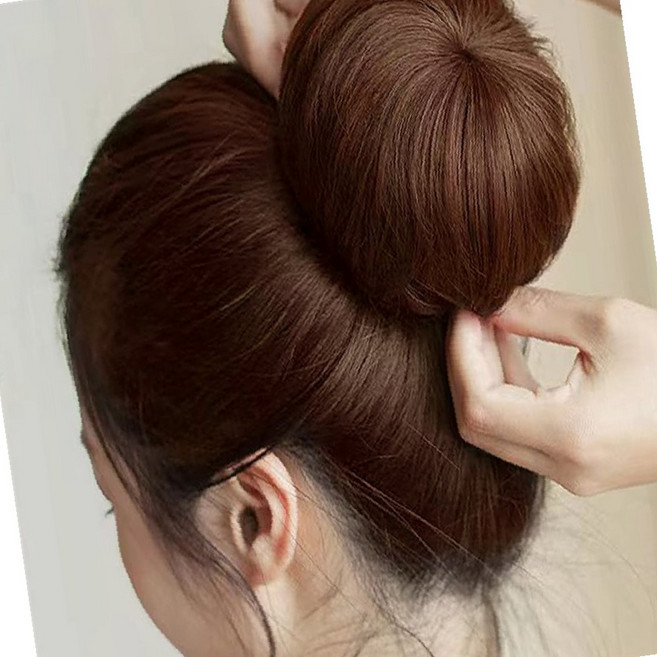 똥머리 가발 라이트브라운 올림머리망가발