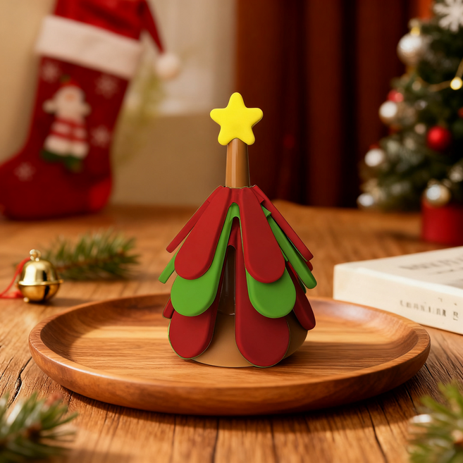 ZOZI 스탠딩 트리 실리콘 냄비 받침, 1개, 레드