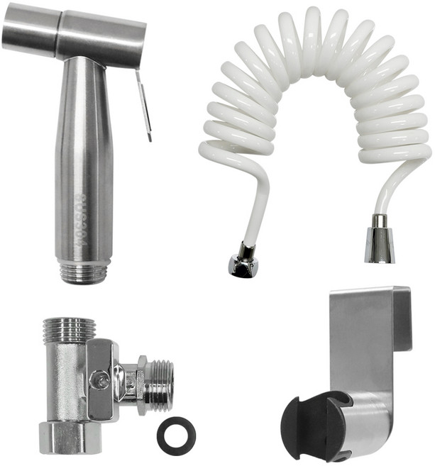 미리내 욕실청소 SUS 스프레이건 + 코일호스 3m 화이트 세트, 1세트, 혼합 화이트