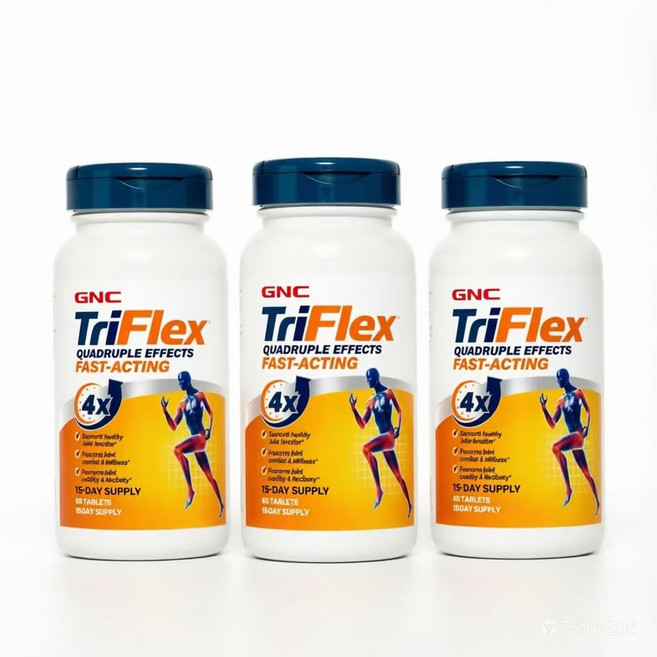GNC TriFlex Quadruple Effects Fast-Acting 지엔씨 관절 영양제 글루코사민 콘드로이틴 MSM 4중 효과, 3개, 60정