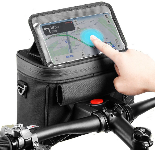 런레이더 자전거핸들가방 대용량 방수 가방 D47, 1개, 블랙