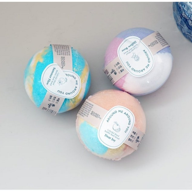[입욕제BEST] 라운드어라운드 배쓰밤 3종 컬러풀 무드 버블 배쓰밤 라운드어라운드입욕제 거품입욕제, 멜로우 로즈, 1개, 150g