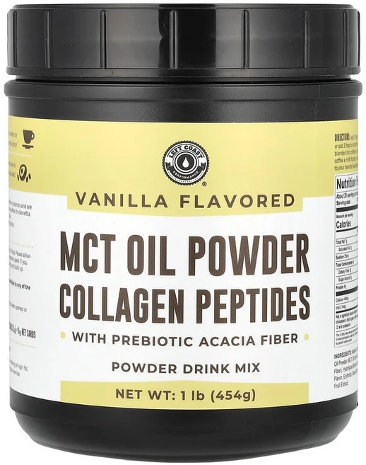 Left Coast Performance 프리바이오틱 아카시아 섬유소 함유 MCT 오일 분말 콜라겐 펩타이드 바닐라 454g(1lb) LCP-97928, 1, 454g - 쿠팡