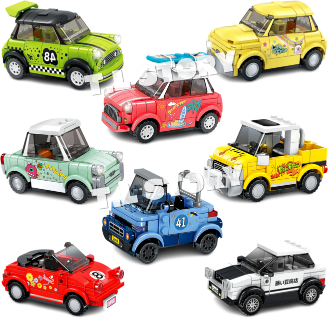 미니 자동차 블록 장난감 페이머스카블럭 8종 세트(8p) 호환블록 어린이 답례품 선물, 혼합발송, 1세트