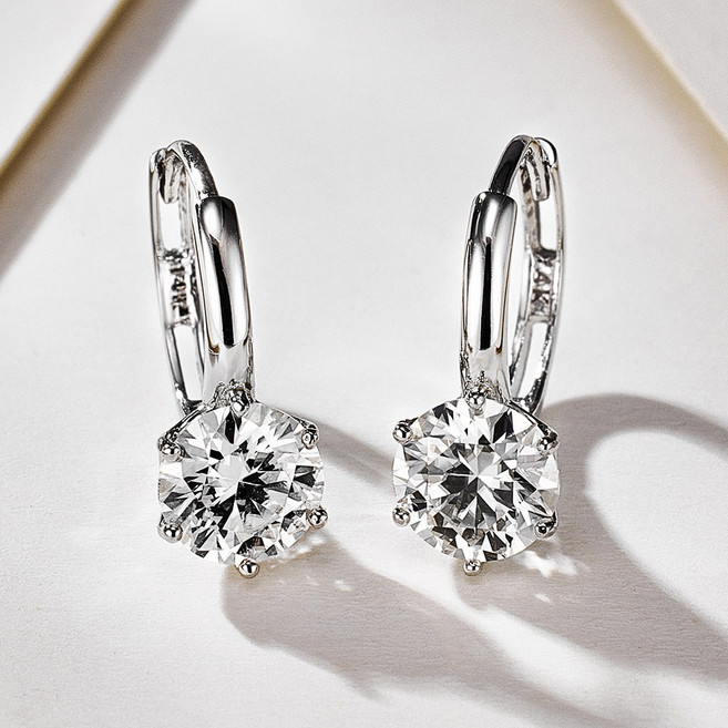 준주얼리 전체 14K 18K 모이사나이트 5부/1캐럿 기념일 귀걸이 선물 럭셔리 원터치 귀걸이 ECBEE850 [2종택1]