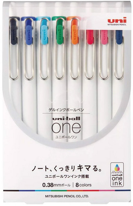 유니볼 유니볼 원 ONE 0.38mm 8색세트 (UMN-S-38 8C), 유니 유니볼 원 8색 세트, 8c세트
