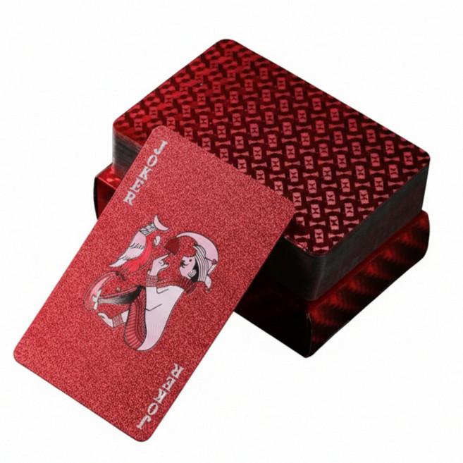 빌리네집 블랙 다이아몬드 포커 홀덤 럭셔리 트럼프 카드 유니크 스타일, 레드, 1개