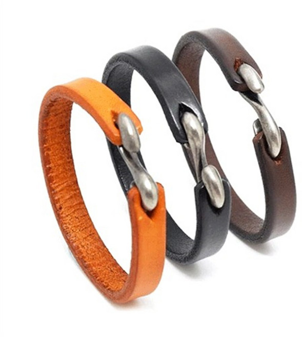 레트로 S-버클 가죽 팔찌 - 남녀공용 빈티지 뱅글 커프 손목밴드