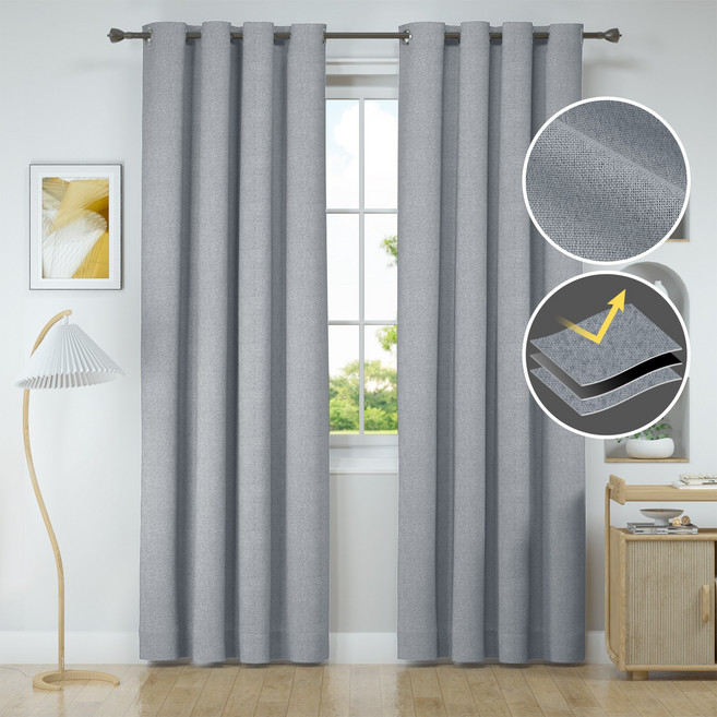 와이스타일 100% 단열 암막 커튼막 커튼 세트 고밀도 암막커튼 사계절 암막커튼 세트 작은창문 암막커튼 거실커텐 방창커튼 2P