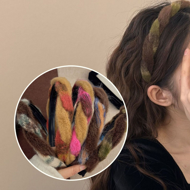 ZMBIRD 5종세트 뽀글이 꽈배기 미끄럼방지 머리띠 가을겨울 H698