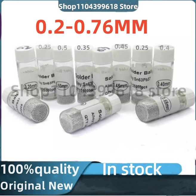 1병 리볼링 볼 (0.2 0.25 0.3 0.35 0.4 0.45 0.5 0.55 0.6 0.65 0.76) BGA 납땜볼 납 함유 리워크 수리 도구, 0.25mm